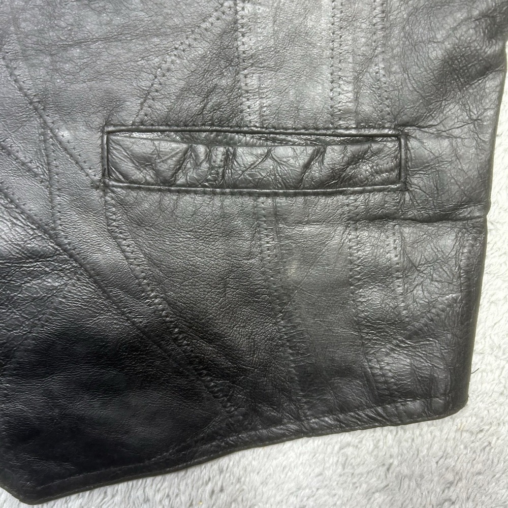 Diamond Plate Vest Mens XL Black Leather Biker Motorcycle 'LIVE TO RIDE' PATCHES - Picture 7 of 10